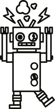 bir insan tarafından çizilen arızalı robot simgesi