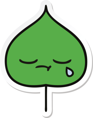 Bir insan tarafından çizilmiş sevimli bir çizgi film yaprağının çıkartması.