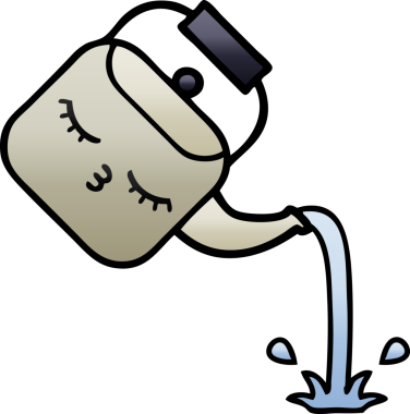 Bir insan tarafından çizilmiş gölgelenmiş çaydanlık karikatürü.