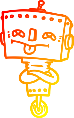 Bir insan tarafından çizilen çizgi film robotunun sıcak çizgi çizimi