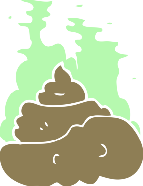 Bir insan tarafından çizilen iğrenç kakanın düz renk çizimi