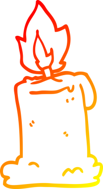 Bir insan tarafından çizilmiş yanan bir mumun sıcak çizgi çizimi