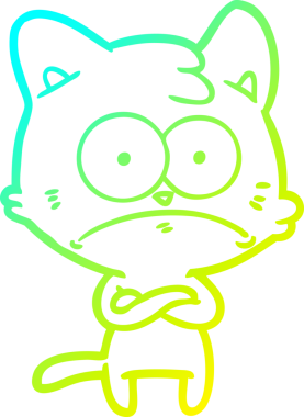 İnsan tarafından çizilmiş bir çizgi film çizimi. Sinirli bir kedi.