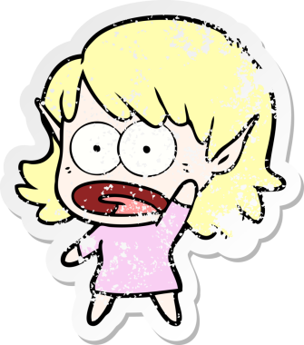 Bir karikatürün sıkıntılı çıkartması bir insan tarafından çizilmiş elf kızı şok etti.