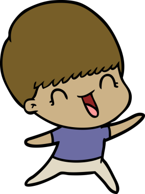 Bir insan tarafından çizilmiş mutlu çizgi film çocuğu.