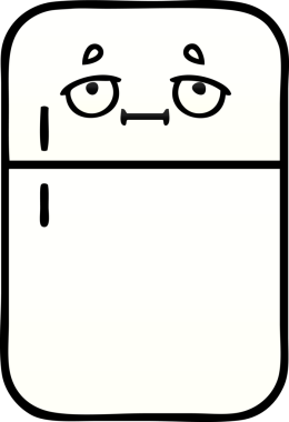 Bir insan tarafından çizilmiş bir buzdolabının gölgelenmiş karikatürü.