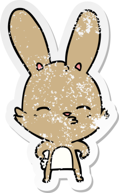 Bir insan tarafından çizilmiş garip bir tavşan çizgi filminin sıkıntılı çıkartması.