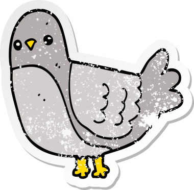 Bir insan tarafından çizilmiş karikatür kuşunun sıkıntılı çıkartması