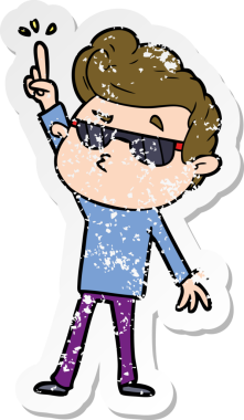 Bir insan tarafından çizilmiş havalı bir adamın sıkıntılı çıkartması.