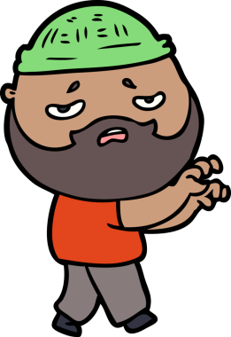 Bir insan tarafından çizilmiş sakallı endişeli bir adam.