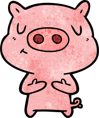 Bir insan tarafından çizilmiş çizgi film içerikli domuz.