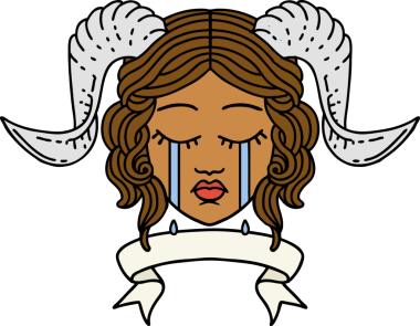 Retro Dövme Biçimi ağlama Bir insan tarafından çizilmiş parşömen pankartı ile kiremitlendirme