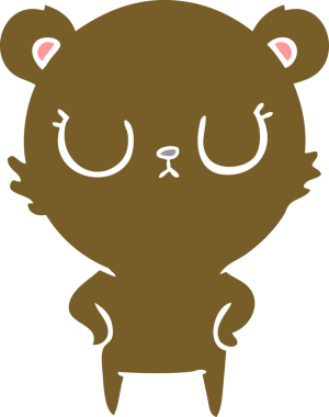 Bir insan tarafından çizilmiş düz renk çizgi film ayısı.