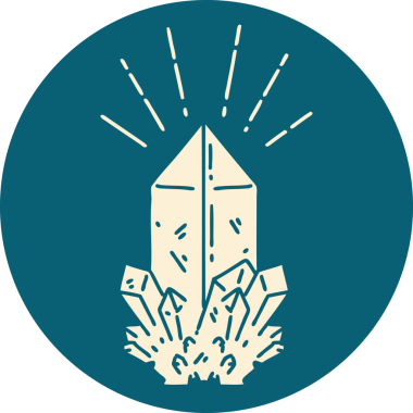 Bir insan tarafından çizilen dövme stili kuvars kristalinin simgesi