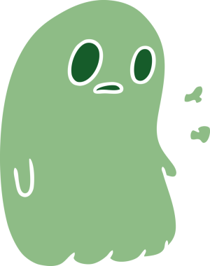 Bir insan tarafından çizilmiş sevimli bir kawai hayaletinin karikatür çizimi