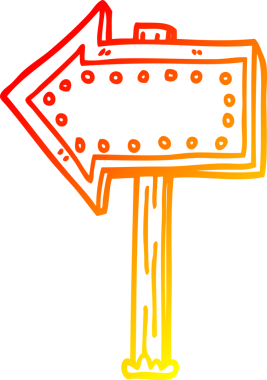 Bir çizgi filmin sıcak gradyan çizimi bir insan tarafından çizilmiş oku aydınlatır