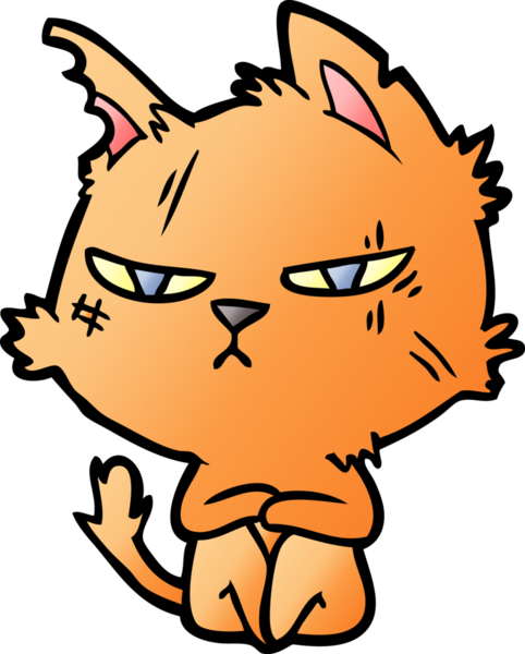 Bir insan tarafından çizilmiş sert çizgi film kedisi.