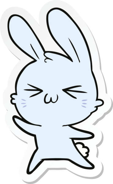 Bir insan tarafından çizilmiş şirin bir tavşanın çıkartması.