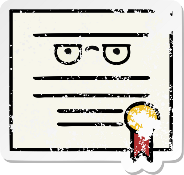 Bir insan tarafından çizilmiş şirin bir karikatür mezuniyet diplomasının sıkıntılı çıkartması.