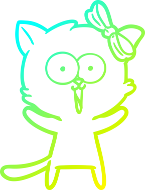 Bir insan tarafından çizilen çizgi film kedisinin soğuk gradyan çizgisi.