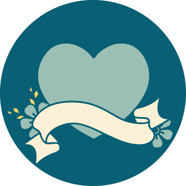 bir insan tarafından çizilmiş bir kalp sancağına sahip dövme tarzı simgesi