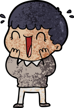 Bir insan tarafından çizilmiş gülen karikatür adam.