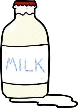 Bir insan tarafından çizilmiş bir bardak taze süt.