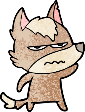 Bir insan tarafından çizilmiş rahatsız kurt çizgi filmi.