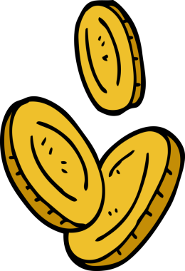 Bir insan tarafından çizilmiş altın sikkeler.