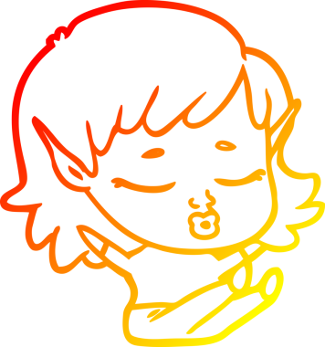 Bir insan tarafından çizilmiş güzel bir elf kızının sıcak çizgi çizimi