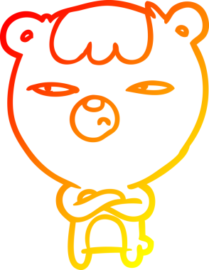 Sinirli bir ayının kollarını bir insan tarafından çapraz çekilen sıcak çizgi çizimi