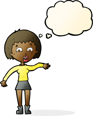 Bir insan tarafından çizilmiş düşünce balonlu bir karikatür.