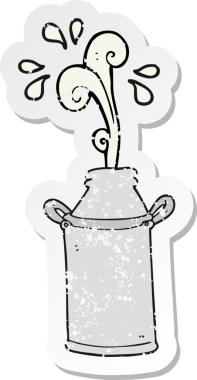 Bir insan tarafından çizilmiş süt fıçısının gerilmiş yapıştırması.