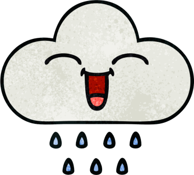 Bir insan tarafından çizilmiş yağmur bulutunun retro grunge desen karikatürü