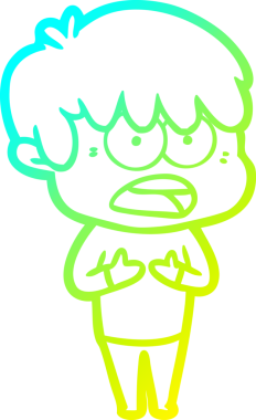 Bir insan tarafından çizilmiş endişeli çizgi film çocuğunun soğuk gradyan çizgisi.