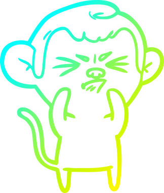 Bir insan tarafından çizilmiş, sinir bozucu bir maymunun soğuk çizgi çizimi.