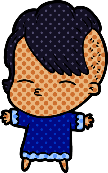 Bir insan tarafından çizilmiş şaşı çizgi film kızı.