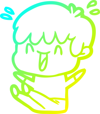 Bir insan tarafından çizilmiş gülen bir çizgi film karakteri çizimi.