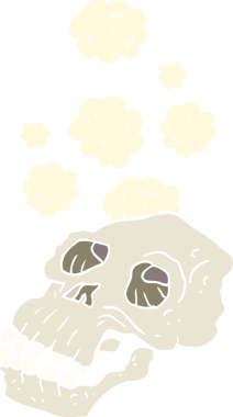 Bir insan tarafından çizilmiş kadim kafatasının düz renk çizimi