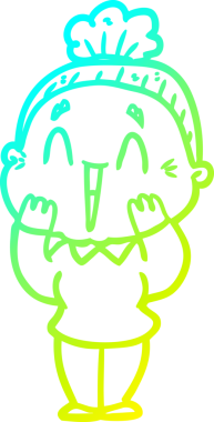 Bir insan tarafından çizilmiş, mutlu, yaşlı bir kadının çizdiği soğuk çizgi.