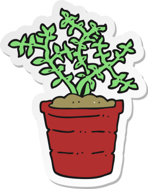 Bir insan tarafından çizilmiş karikatür bitkisinin çıkartması.