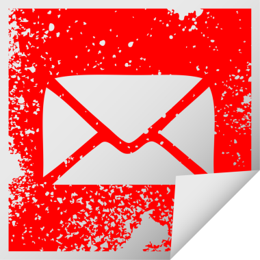 Bir insan tarafından çizilmiş kağıt bir zarfın kare soyma etiketi.