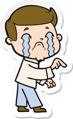 Bir insan tarafından çizilmiş, ağlayan bir çizgi film karakterinin çıkartması.