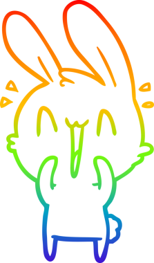 Gökkuşağı gradyan çizgisi. Bir insan tarafından çizilmiş şirin bir tavşan çizimi.