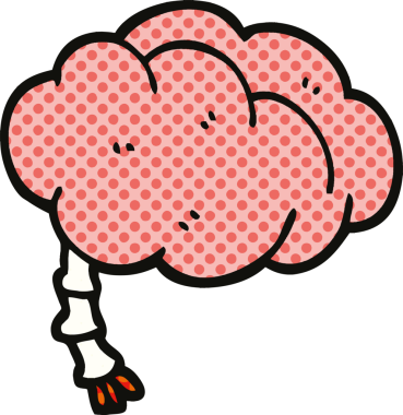 Bir insan tarafından çizilmiş çizgi roman tarzı bir beyin.