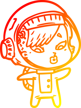 Bir insan tarafından çizilmiş bir astronot kadın çizgi çizimi.