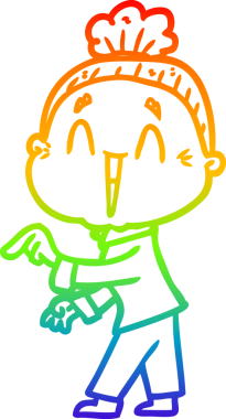 Gökkuşağı gradyan çizgi çizimi Bir insan tarafından çizilmiş mutlu yaşlı kadın