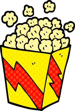 Bir insan tarafından çizilmiş çizgi film patlamış mısırı.