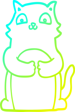 Bir insan tarafından çizilen çizgi film kedisinin soğuk gradyan çizgisi.