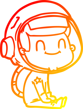 Bir insan tarafından çizilmiş mutlu bir astronotun sıcak çizgi çizimi